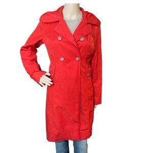 Vintage GUESS Women's Double Breasted Trench Coat Coral Sz LG